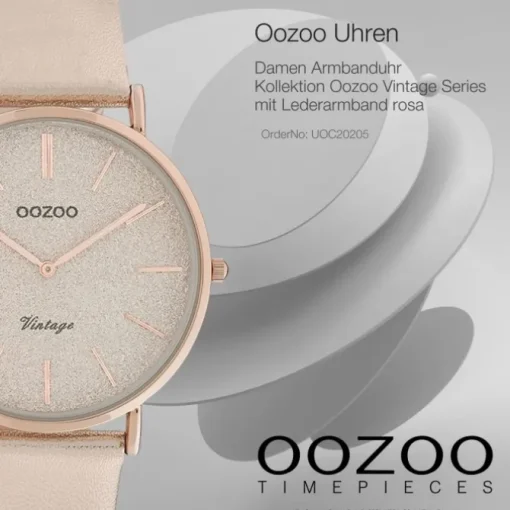 Oozoo Damen Armbanduhr Vintage Series C20205 Analog Leder rosa UOC20205