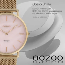 Oozoo Damen Armbanduhr Vintage Series Analog Metall rosegold UOC20067