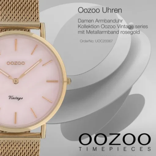 Oozoo Damen Armbanduhr Vintage Series Analog Metall rosegold UOC20067