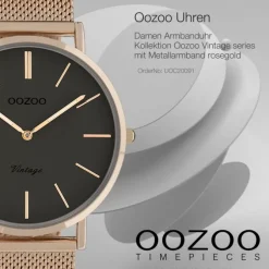 Oozoo Damen Armbanduhr Vintage Series Analog Metall rosegold UOC20091