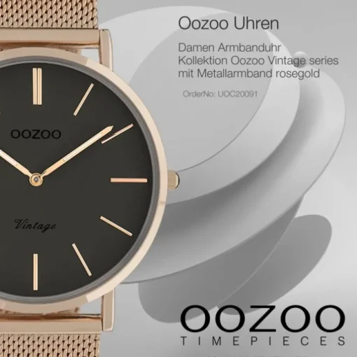 Oozoo Damen Armbanduhr Vintage Series Analog Metall rosegold UOC20091