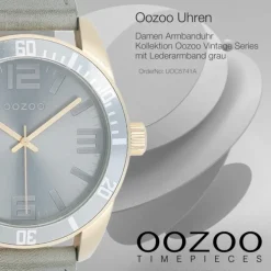 Oozoo Damen Armbanduhr Vintage Series Analog Leder grau UOC5741A