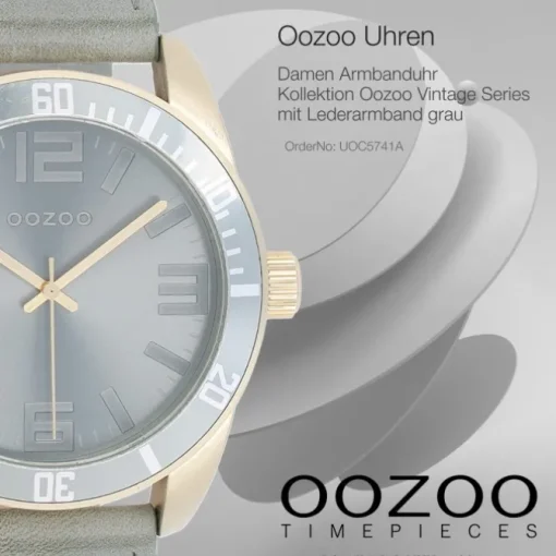 Oozoo Damen Armbanduhr Vintage Series Analog Leder grau UOC5741A