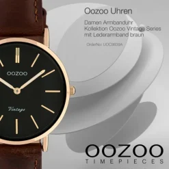 Oozoo Damen Armbanduhr Vintage Analog Leder braun UOC9839A