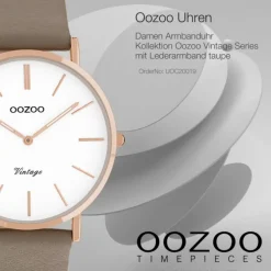 Oozoo Damen Armbanduhr Vintage Series Analog Leder taupe braun UOC20019