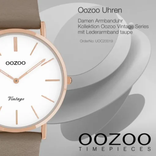 Oozoo Damen Armbanduhr Vintage Series Analog Leder taupe braun UOC20019