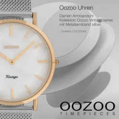 Oozoo Damen Armbanduhr Vintage Series Analog Metall silber UOC20068