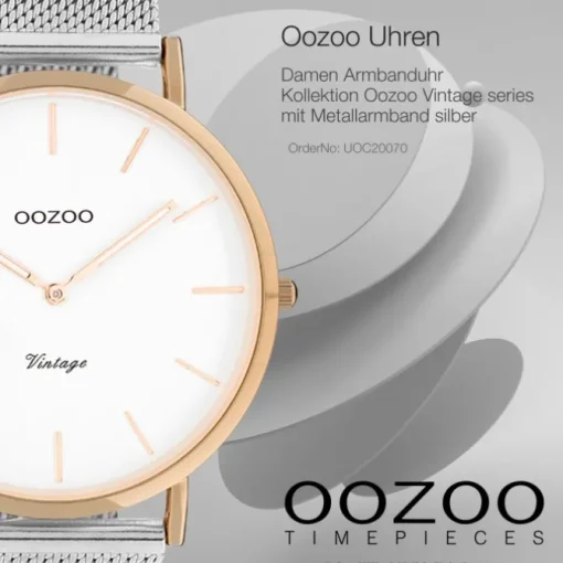 Oozoo Damen Armbanduhr Vintage Series Analog Metall silber UOC20070