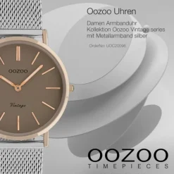 Oozoo Damen Armbanduhr Vintage Series Analog Metall silber UOC20096