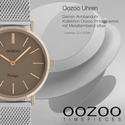 Oozoo Damen Armbanduhr Vintage Series Analog Metall silber UOC20096