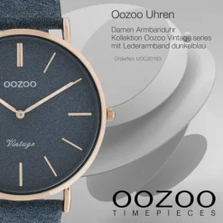 Oozoo Damen Armbanduhr Vintage Series Analog Leder dunkelblau UOC20163