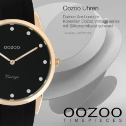 Oozoo Damen Armbanduhr Vintage Series Analog Silikon schwarz UOC20179