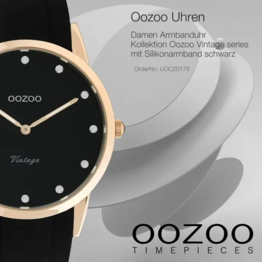 Oozoo Damen Armbanduhr Vintage Series Analog Silikon schwarz UOC20179