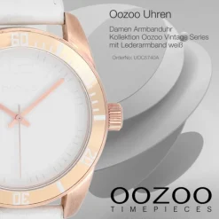 Oozoo Damen Armbanduhr Vintage Series Analog Leder weiß UOC5740A