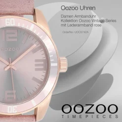 Oozoo Damen Armbanduhr Vintage Series Analog Leder rose UOC5742A