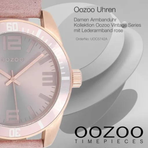 Oozoo Damen Armbanduhr Vintage Series Analog Leder rose UOC5742A