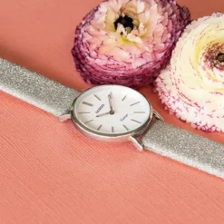 Oozoo Damen Armbanduhr Vintage C20155 Analog Leder silber UOC20155