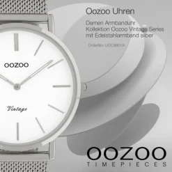 Oozoo Damen Armbanduhr Vintage Series C9901A Analog Edelstahl silber UOC9901A