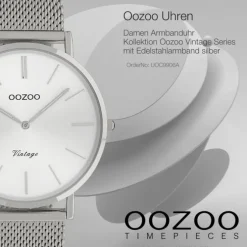 Oozoo Damen Armbanduhr Vintage Series C9906A Analog Edelstahl silber UOC9906A