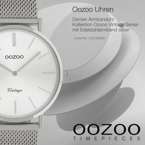 Oozoo Damen Armbanduhr Vintage Series C9906A Analog Edelstahl silber UOC9906A