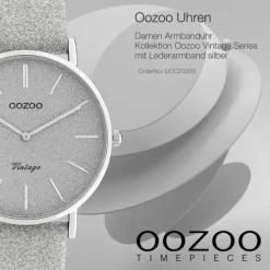 Oozoo Damen Armbanduhr Vintage Series C20200 Analog Leder silber UOC20200