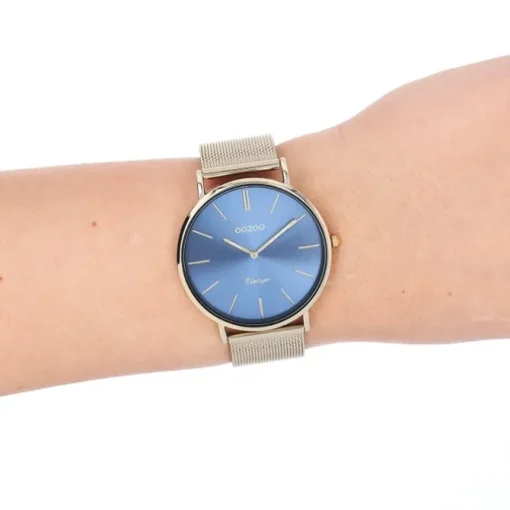 Oozoo Damen Armbanduhr Vintage Series Analog Metall Mesh gold UOC20290