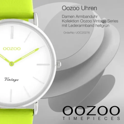 Oozoo Damen Armbanduhr Vintage Series Analog Leder hellgrün UOC20276