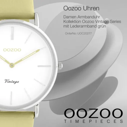 Oozoo Damen Armbanduhr Vintage Series Analog Leder grün UOC20277