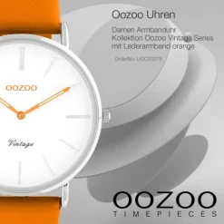 Oozoo Damen Armbanduhr Vintage Series Analog Leder orange UOC20278