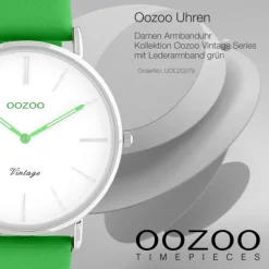 Oozoo Damen Armbanduhr Vintage Series Analog Leder grün UOC20279