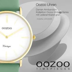 Oozoo Damen Armbanduhr Vintage Series Analog Leder grün UOC20255