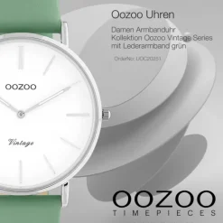 Oozoo Damen Armbanduhr Vintage Series Analog Leder grün UOC20251