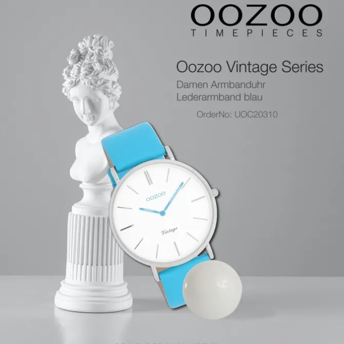 Oozoo Damen Armbanduhr Vintage Analog Leder blau UOC20310