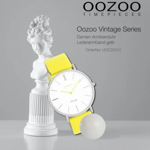 Oozoo Damen Armbanduhr Vintage Analog Leder gelb UOC20312