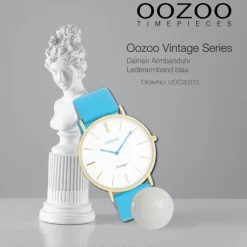 Oozoo Damen Armbanduhr Vintage Analog Leder blau UOC20315