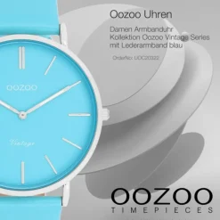 Oozoo Damen Armbanduhr Vintage Analog Leder blau UOC20322