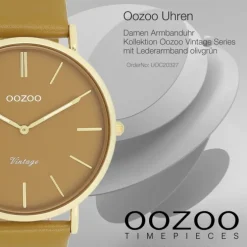 Oozoo Damen Armbanduhr Vintage Analog Leder olivgrün UOC20327