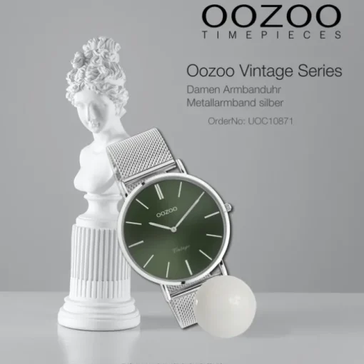 Oozoo Damen Armbanduhr Vintage Analog Metall silber UOC10871