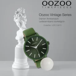 Oozoo Damen Armbanduhr Vintage Analog Leder dunkelgrün UOC10873