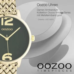 Oozoo Damen Armbanduhr Vintage Analog Metall gold UOC10878