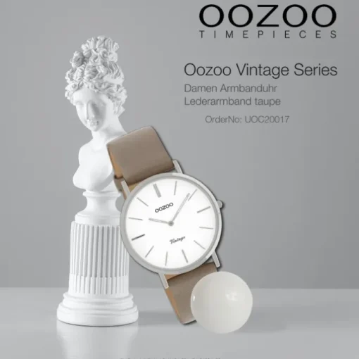 Oozoo Damen Armbanduhr Vintage Series Analog Leder taupe braun UOC20017