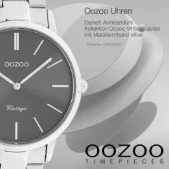 Oozoo Damen Armbanduhr Vintage Series Analog Metall silber UOC20021