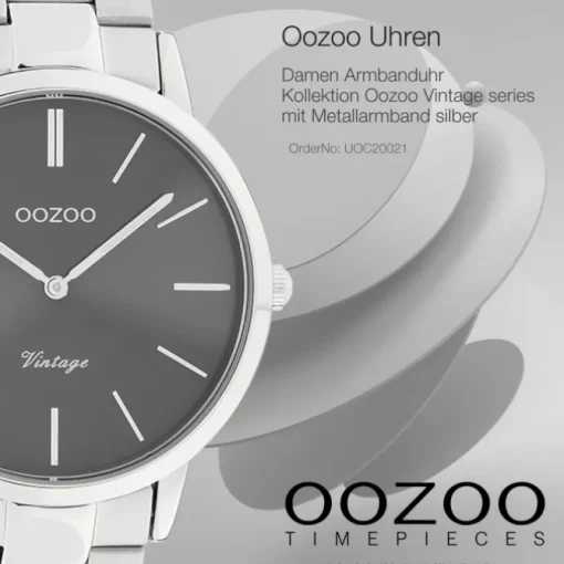 Oozoo Damen Armbanduhr Vintage Series Analog Metall silber UOC20021