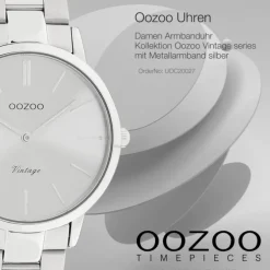Oozoo Damen Armbanduhr Vintage Series Analog Metall silber UOC20027