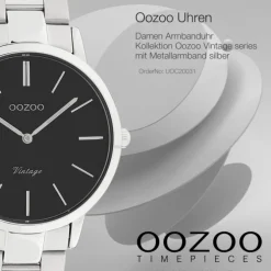 Oozoo Damen Armbanduhr Vintage Series Analog Metall silber UOC20031