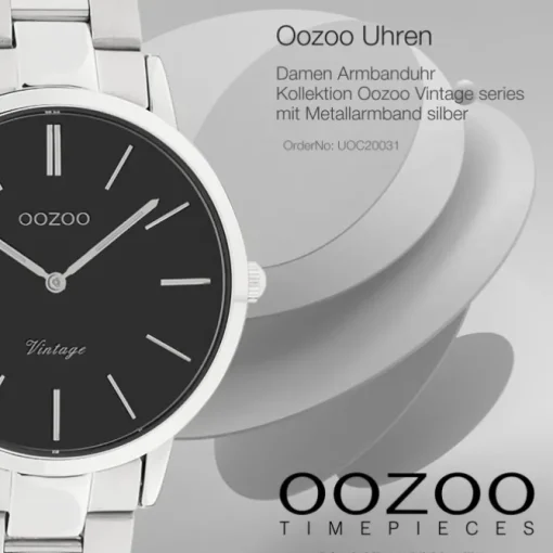 Oozoo Damen Armbanduhr Vintage Series Analog Metall silber UOC20031