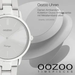 Oozoo Damen Armbanduhr Vintage Series Analog Metall silber UOC20039