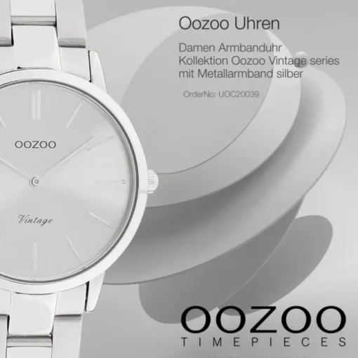 Oozoo Damen Armbanduhr Vintage Series Analog Metall silber UOC20039