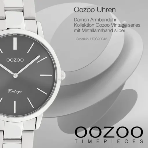Oozoo Damen Armbanduhr Vintage Series Analog Metall silber UOC20042