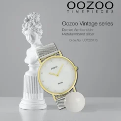 Oozoo Damen Armbanduhr Vintage Series Analog Metall silber UOC20115